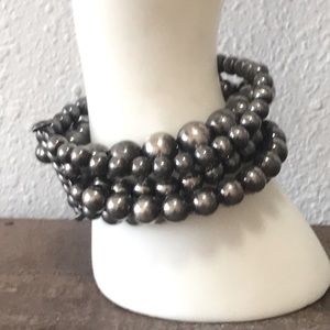 Sterling silver multi 5 strand navajo pearl bead bracelet